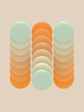 Colorful Circles Stacked in a Pattern on a Beige Background