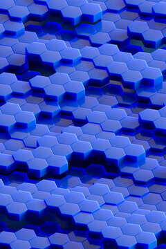Abstract Blue Hexagonal Geometric Pattern