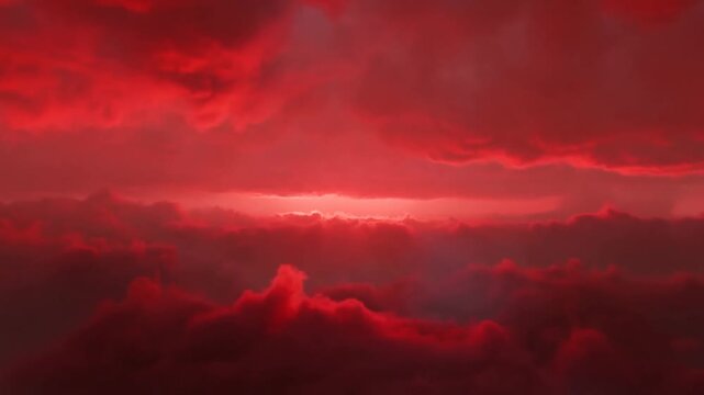Crimson Clouds Shift Around a Bright Horizon in a Dramatic Atmospheric Sky