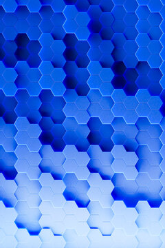 Blue Hexagonal Grid Abstract Background