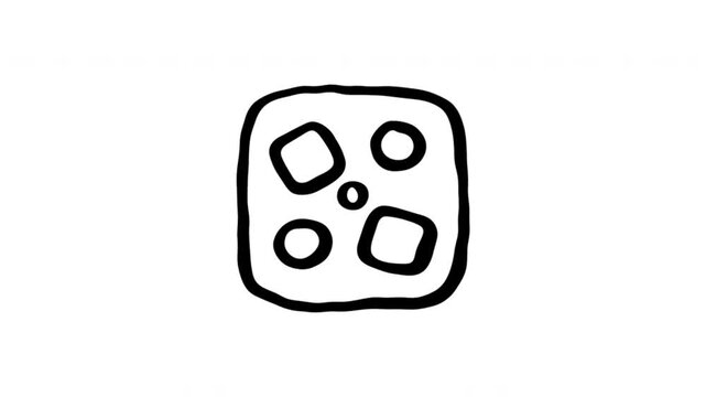 Dice For Games And Random Number Generation Hand Drawn Doodle Animation. Game Cube And Chance Symbol. Board Game Element For Entertainment Content. 4K Loop With Alpha Channel.