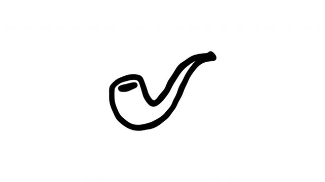Smoking Pipe For Tobacco Use And Vintage Themes Wiggle Doodle Animation With Alpha Channel. Tobacco Pipe And Smoking Symbol, Transparent Background. 4K Loop Hand Drawn Icon.