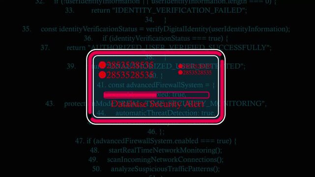 database security alert Cyber Security Animation: Advanced Security Scan Code, Real-Time Threat Detection, Network Protection, Data Safety and Digital Danger Concept 4K Video