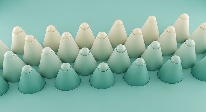3d arranged abstract conical shapes collection