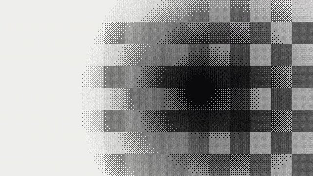 Animated 1 bit dither radial gradient pulse on black 4K seamless loop