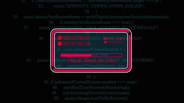 Fraud Detection Alert Cyber Security Animation: Advanced Security Scan Code, Real-Time Threat Detection, Network Protection, Data Safety and Digital Danger Concept 4K Video