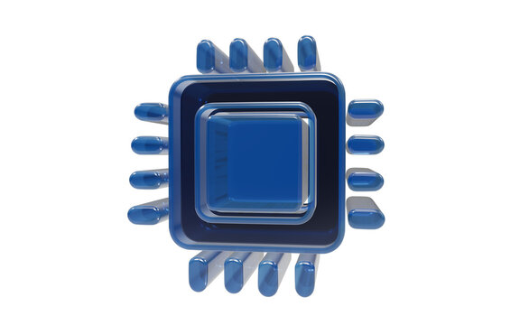 Computer Microchip Icon: A sleek, blue microchip symbol represents advanced technology and computing power.
