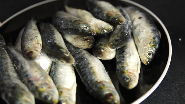Sardines fish fresh small seafood pescatarian diet serving size fish&nbsp;natural ingredients healthy eating, wholesome dish, tasty snack fresh, gourmet, rustic food background on the table top view copy s
