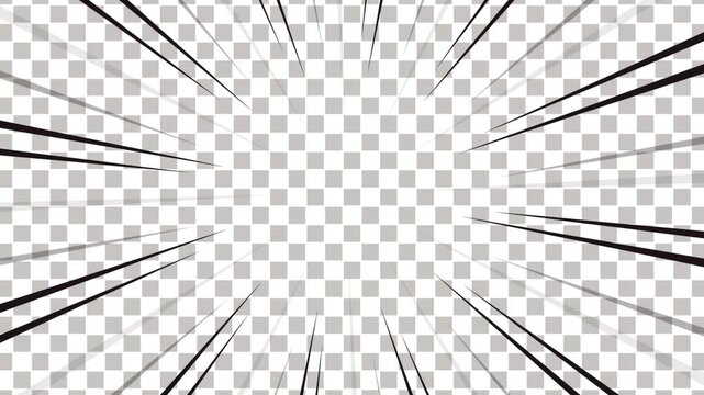 Anime Speed ​​Burst Frame Concentrated Line Animation. Manga style comic speed lines. Animation for cartoons.