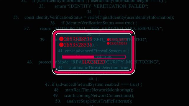 Hacked Cyber Security Animation: Advanced Security Scan Code, Real-Time Threat Detection, Network Protection, Data Safety and Digital Danger Concept 4K Video