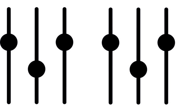 Abstract black and white interface control sliders with circular handles