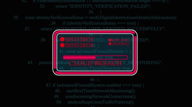 Cloud Brush Cyber Security Animation: Advanced Security Scan Code, Real-Time Threat Detection, Network Protection, Data Safety and Digital Danger Concept 4K Video