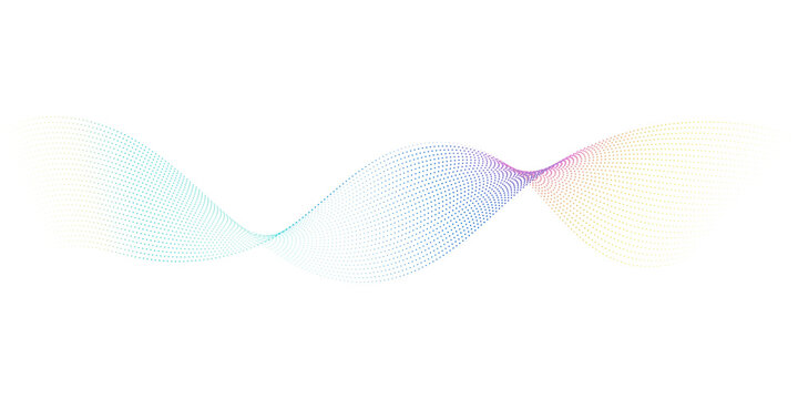 Transparent background with modern horizontal dotted halftone wave vector illustration