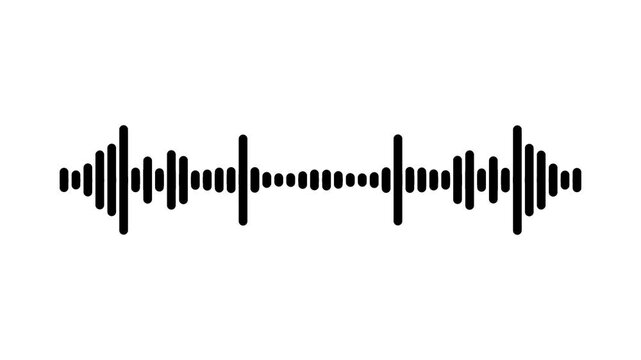 Abstract white audio frequency waveform, abstract music wave, dynamic audio spectrum frequency loop, music audio equalizer motion, black line sound wave visualization on white screen. 4k video