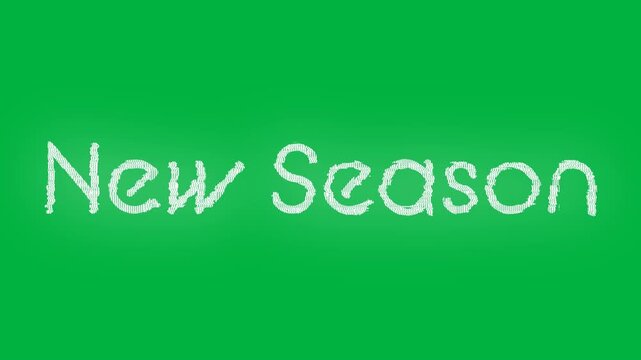 Animation of new season text in white letters in repetition on black background