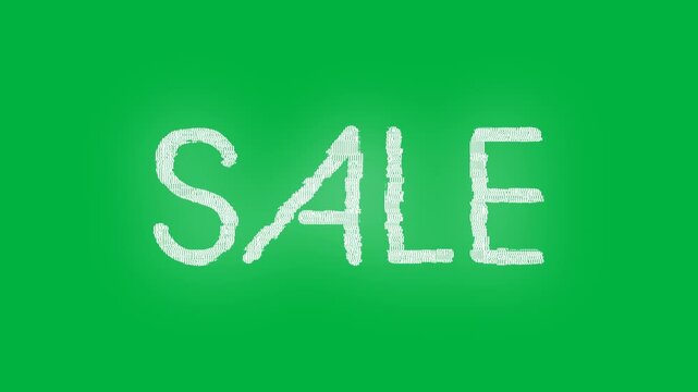 Animation of sale text in grey letters in repetition on black background