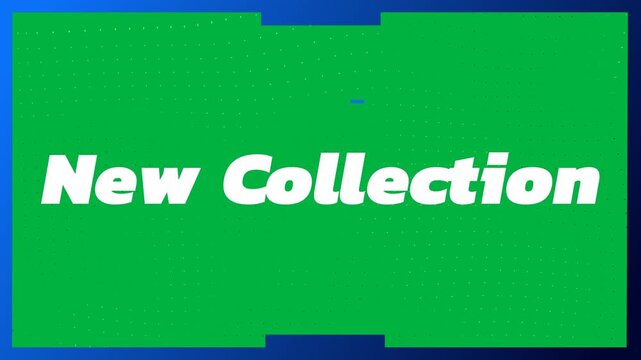 Animation of new collection text in repetition on black background