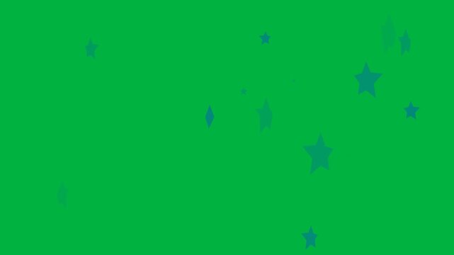 Animation of floating blue stars, flag element, on transparent background