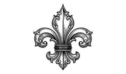 Detailed Metal Fleur De Lis Heraldic Crest Vector Illustration for Luxury Branding and Vintage Tattoo Designs © Mdhumayun