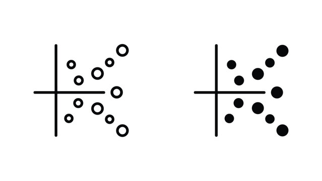 Scatter plot graph vector illustrations with data points on axes