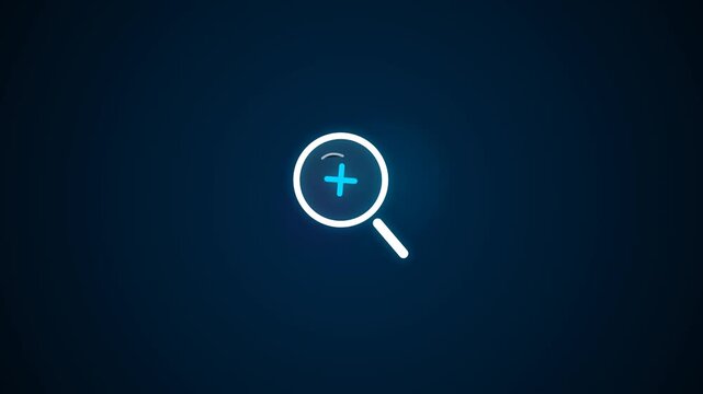 Zoom icon glowing on a dark blue field
