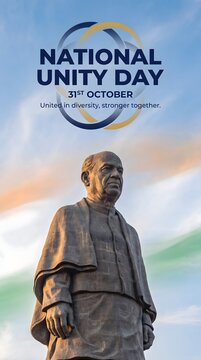 National unity day poster with statue of sardar vallabhbhai patel