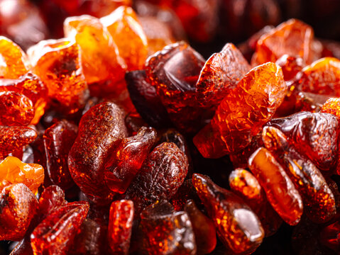 Closeup of Baltic amber necklace stones