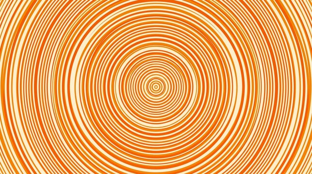Hypnotic orange concentric circles pattern on light cream background creating a vibrant radial ripple effect.