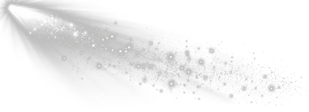 White light beam PNG overlay with luminous diagonal rays and scattered particles, on transparent background