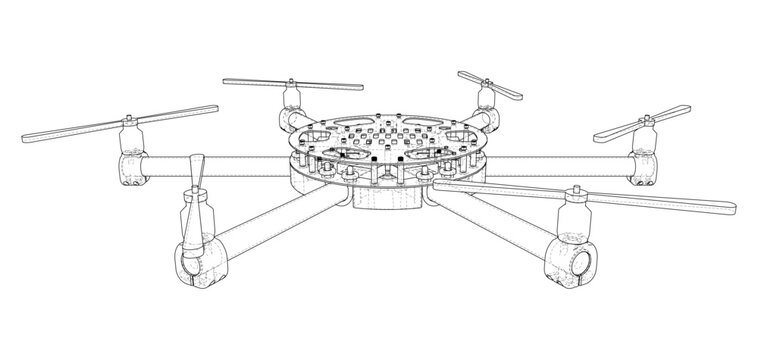 drone blueprint illustration. Vector