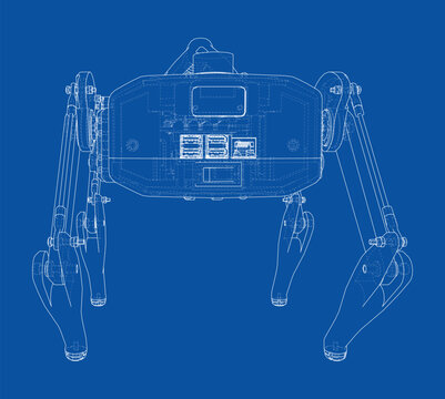 robotic arm blueprint illustration. Vector