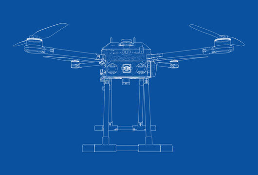 drone blueprint illustration. Vector