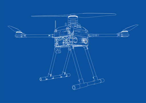 drone blueprint illustration. Vector