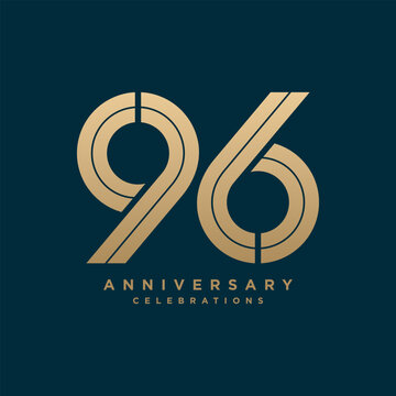 96 Years Anniversary Elegant Golden Number Typography Design on Dark Background