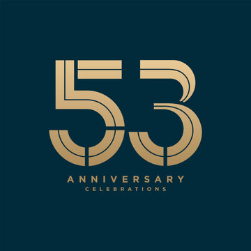 53 Years Anniversary Premium Gold Geometric Number Logo Design