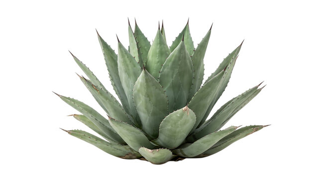 Agave plant with sharp pointed leaves, succulent desert flora, isolated on transparent background