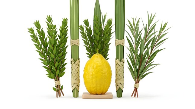 Four species for sukkot isolated on white background