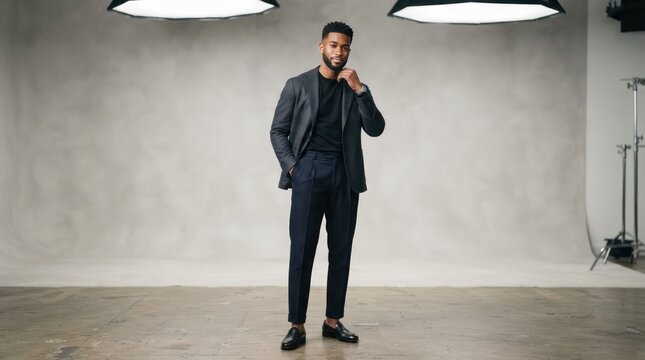 Stylish Young Man in a Modern Studio Setting.