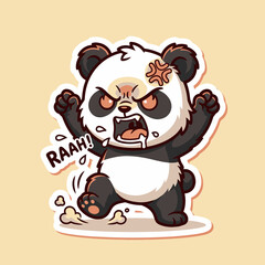 Cute Angry Panda Mascot Character Roaring © moh