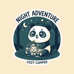 Cute Panda "Night Adventure Cozy Camper" Illustration © moh
