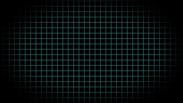 Black background with animated thin white wireframe grid line fit for alpha channel or overlay layer. Mesh shiny tile-like creative animated video . Grid graph pattern moving vertically downward. 4K