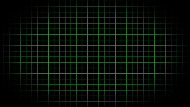 Black background with animated thin white wireframe grid line fit for alpha channel or overlay layer. Mesh shiny tile-like creative animated video . Grid graph pattern moving vertically downward. 4K