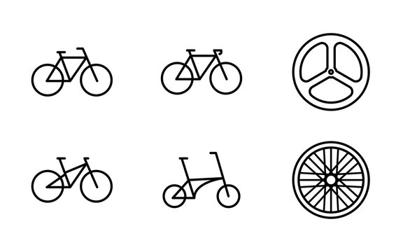 Bicycle & Cycling Equipment Editable Stroke Icon Set