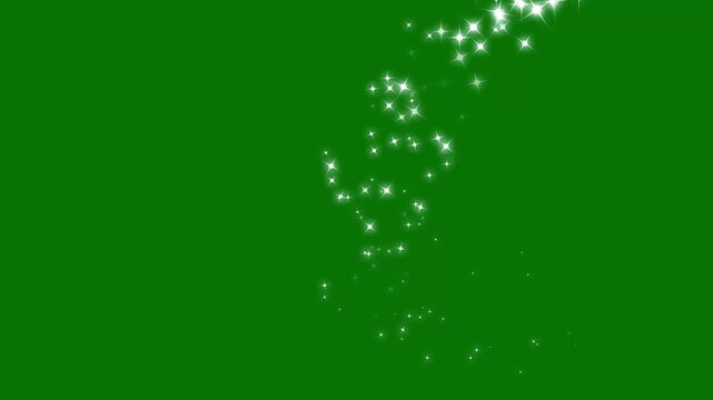 Fast glittering star lines, fairy dust wand shimmer transition on green screen, glowing 2d star sparkle animation magic sparkling bokeh effect, pixie dust path 4k
