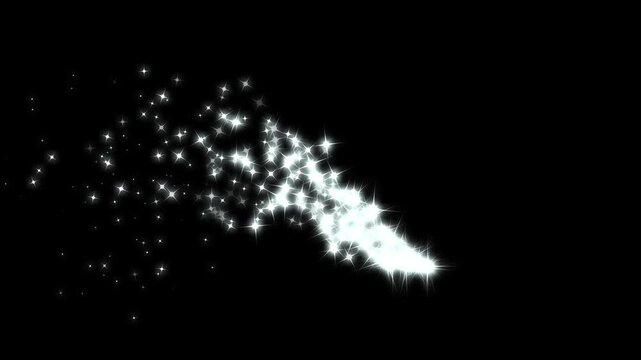 White glowing twinkling glitter star, magic sparkles glitter line stars, white cartoon doodle sparkles glitter, vector doodles, glitter stars line animation on a black background 4K