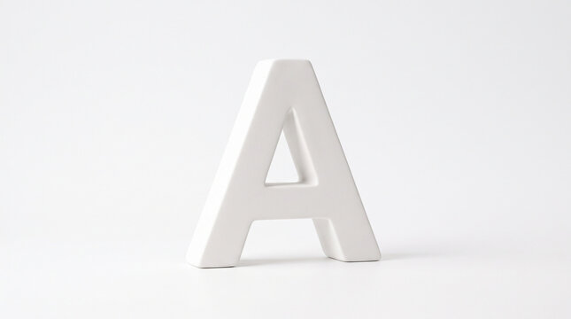 Large three-dimensional letter A sculpture in white material for branding and logo design