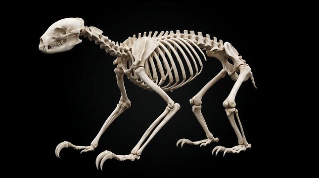 Mustelid animal skeleton anatomy model featuring elongated predator body for biology