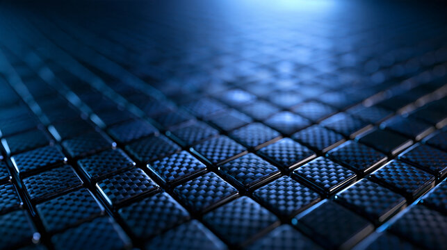 Futuristic Carbon Fiber Grid Texture Background in Blue