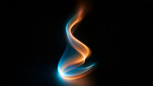 Abstract Glowing Energy Wave on Black Background