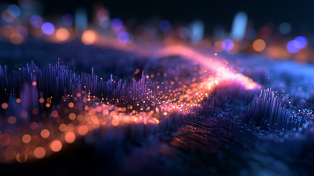 Glowing Big Data Stream and Digital Network Concept